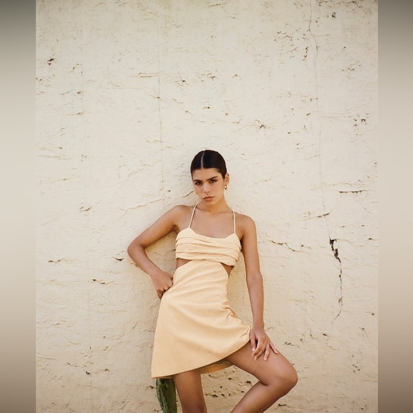 SOLD-Zara Linen Cut-Out Dress - Picture 1 of 3